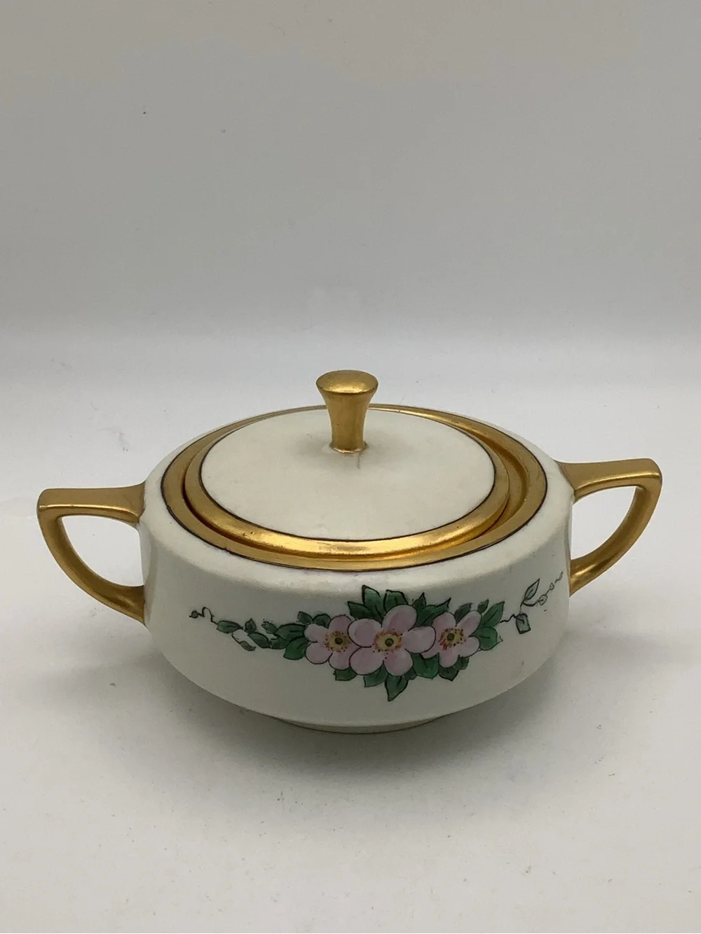 Antique B&C Limoges France Floral Porcelain Tea Set - Sugar, Creamer & Teapot